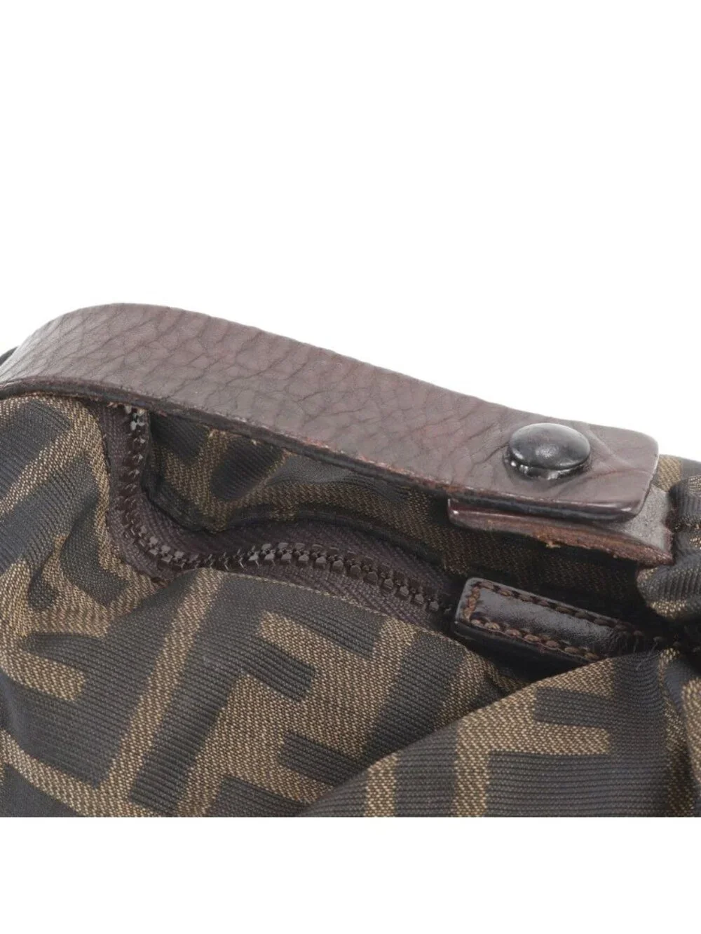 Fendi Zucca Pouch Leather Canvas Handbag